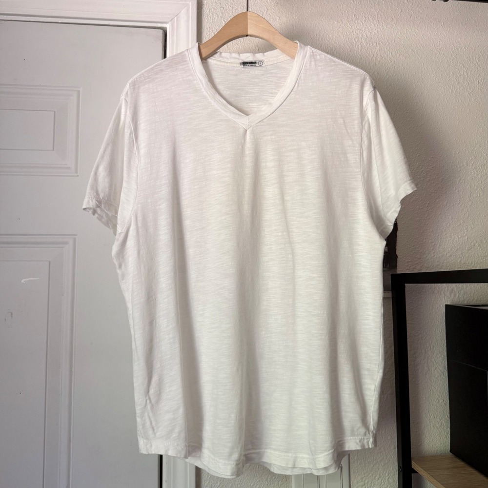 BUCK MASON white cotton gauze v-neck short sleeve tee t-shirt